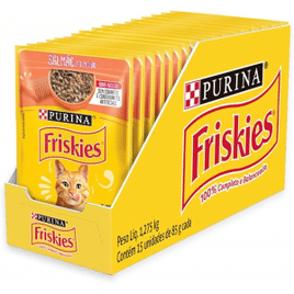 Pack Nestlé Purina Friskies Ração Úmida Para Gatos Adultos Salmão Ao Molho - Com 15 Sachês 85g