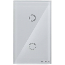 Interruptor Inteligente Steck 4x2” Touch Wi-Fi Steck Ambiente Conectado 2 Módulos Bivolt Branco