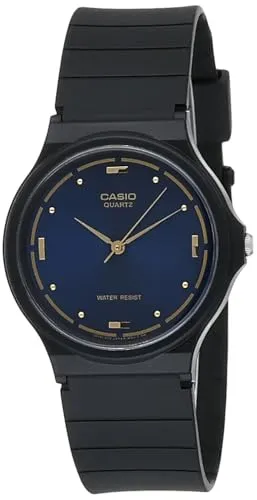 Casio Relógio masculino MQ76-2A de quartzo de resina preta com mostrador azul, Azul, Relógio de quartzo