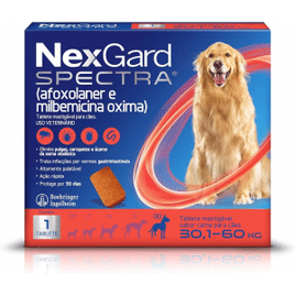 Antipulgas e Carrapatos e Vermífugo NexGard Spectra para Cães de 30,1 a 60kg - 1 tablete