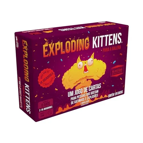 Exploding Kittens Para A Galera, Jogo de Cartas para Amigos, 2 a 10 jogadores, 15 minutos por partida