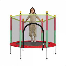 Cama Elástica Pula Pula Trampolim Infantil Colorida Criança Playground Rede com Zíper 1,4m