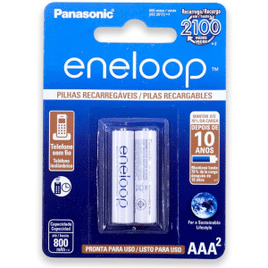 Pilha Recarregável Panasonic Eneloop AAA (Palito) BK-4MCCE/2BB - 2 unidades
