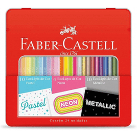 Kit Lápis de Cor Pastel + Neon + Metálico Faber-Castell EcoLápis 24 Cores
