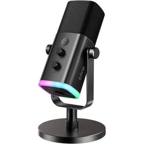 Microfone Dinâmico Fifine LED RGB USB - AM8