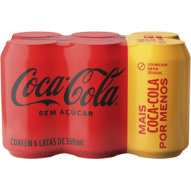 Pack 6 Unidades Refrigerante Coca-Cola sem Açúcar - 350ml