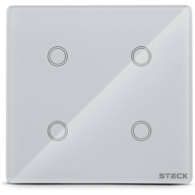 Steck Interruptor Inteligente 4X4" Touch Wi-Fi Steck Ambiente Conectado 4 Módulos Bivolt Branco