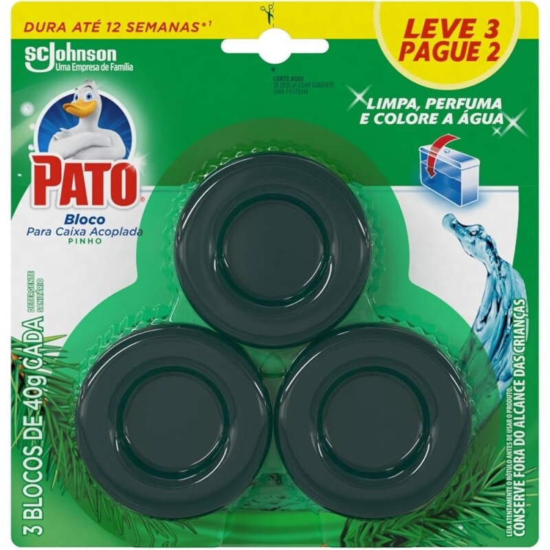 Pato Desodorizador Sanitário Caixa Acoplada Pinho 40g - 3 Unidades