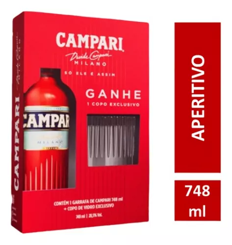 Aperitivo Campari 748ml + Copo