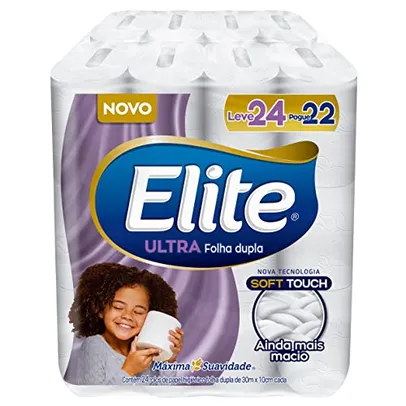 Papel Higiênico Elite Dualette Folha Dupla Ultra, 24 rolos, Branco