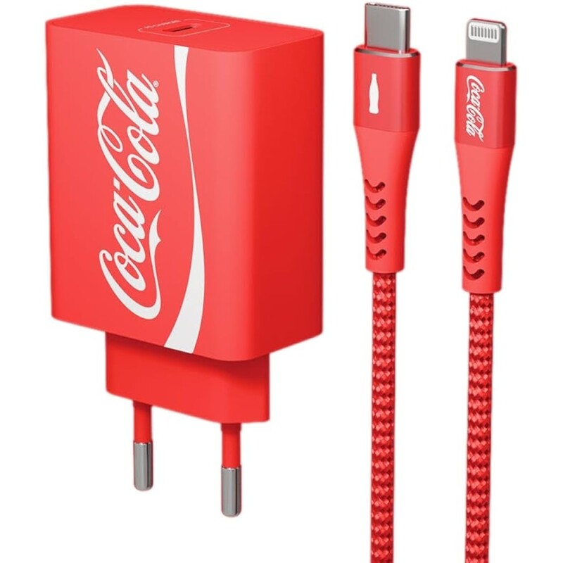 Kit Carregador Coca-Cola com cabo - saída USB-C - USB-C - PD 20W
