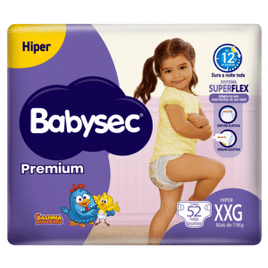 Fralda Descartável Infantil Babysec Premium Tam XXG - 52 Unidades