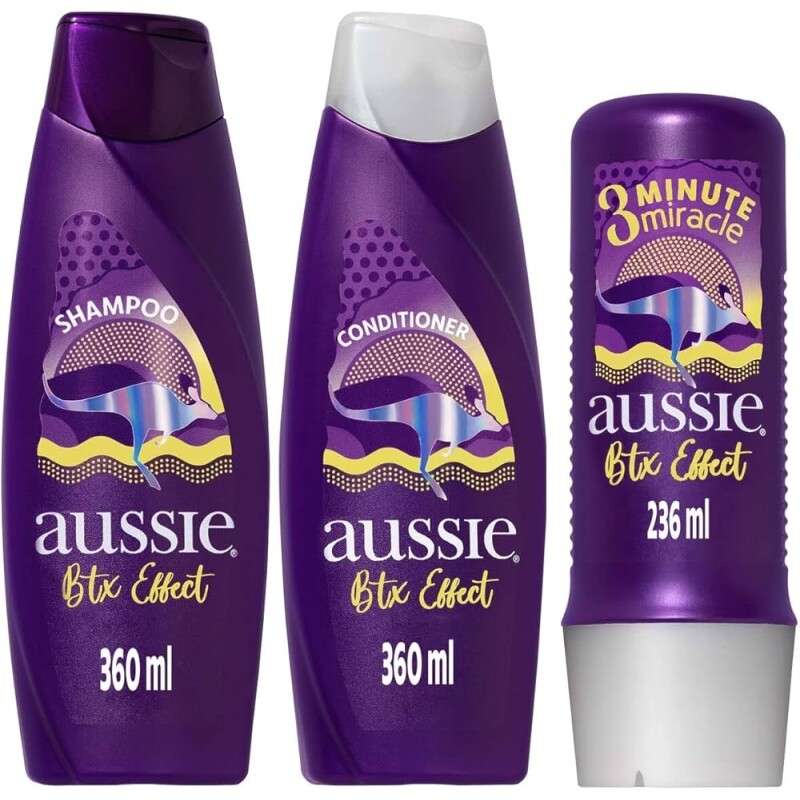 Aussie Kit Btx Effect Fios Nutridos e Alinhados Shampoo 360ml e Condicionador 360ml e 3 Minutos Milagrosos 236ml