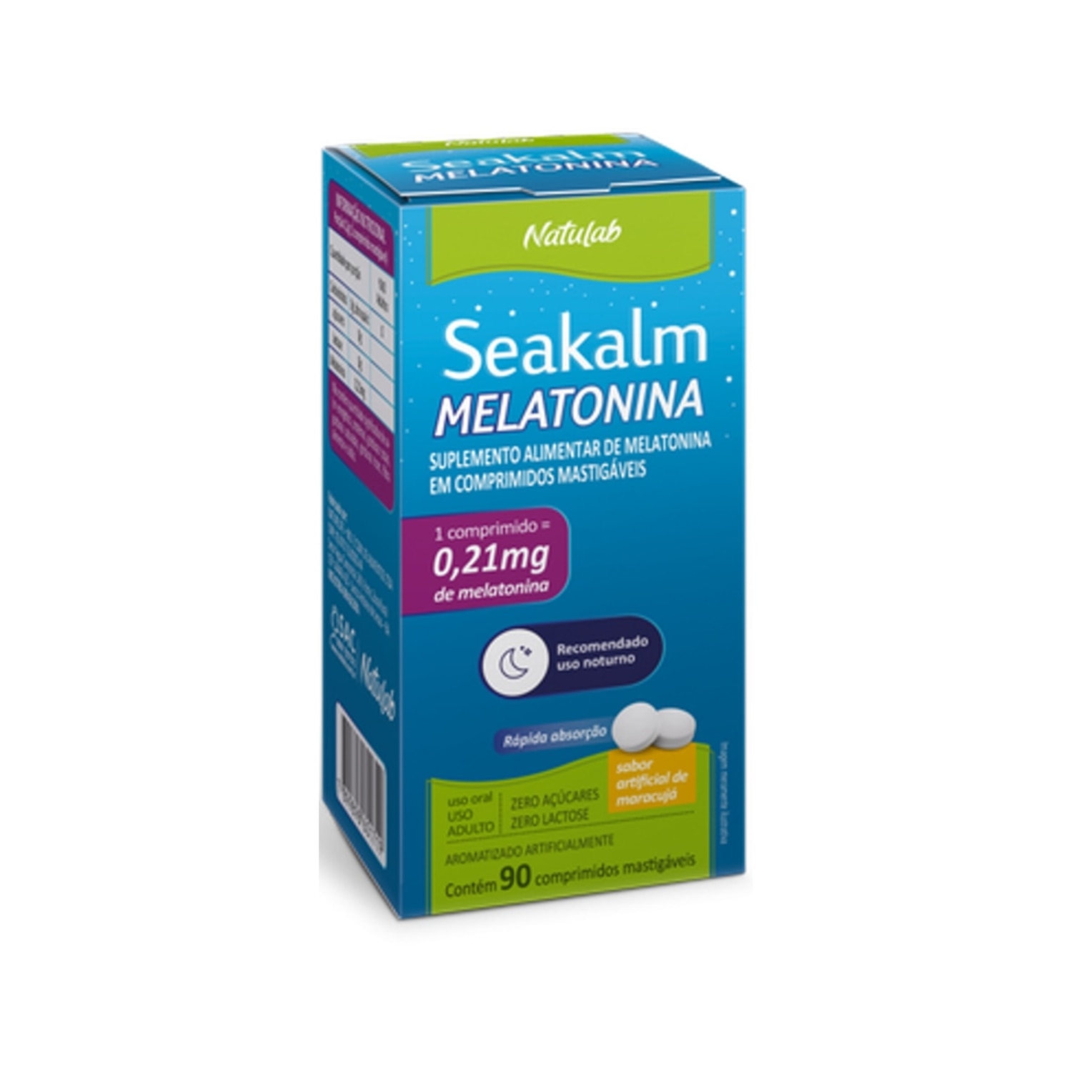 Seakalm 0,21mg Sabor Maracuja 90 Comprimidos Mastigaveis