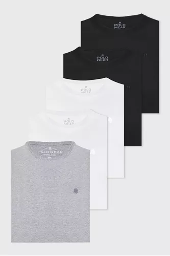 Kit 5 Camisetas Masculinas 100% Algodão Polo Wear Sortido Tam G