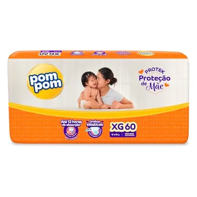 Fralda Pom Pom Protek Proteção de Mãe Hiper XG 60 Unidades