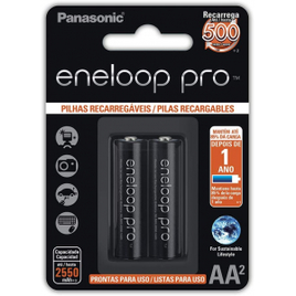 Pilha Recarregável Panasonic Eneloop PRO AA Pequena - BK-3HCDE/2BB