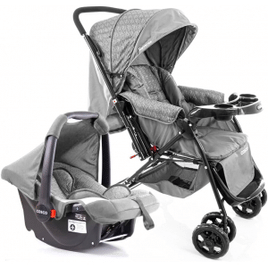 Carrinho Cosco Kids Travel System Reverse Cinza Rajado