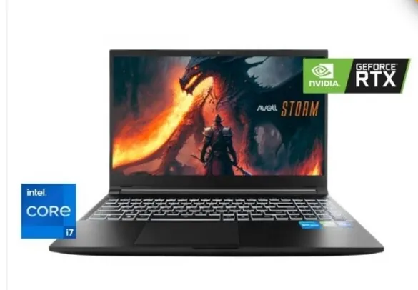 Notebook Avell Storm 350, Intel® Core™ i7-13620H, RTX 3050 6GB, 8GB RAM, 512GB SSD, 15.6” FHD WVA 165Hz 100% sRGB