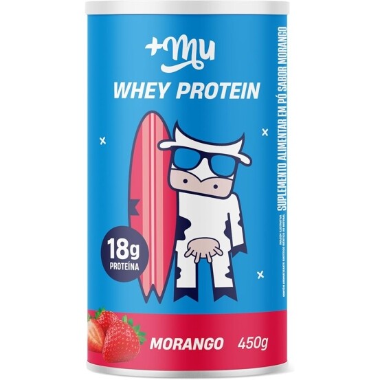 +Mu Pote Whey Concentrado Sabor Morango 18g Proteína - 450g