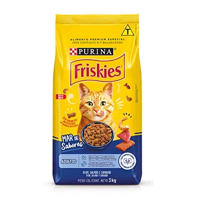 Purina Nestlé Friskies Ração Seca Para Gatos Adultos Peixes E Frutos Do Mar 3Kg