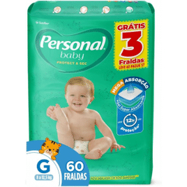 Personal Fralda Baby Protect&Sec G Leve 60 Pague 57 Unidades