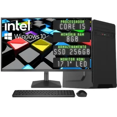 Computador Completo Intel Core i5, 8GB RAM, 256GB SSD, Monitor LED 17.1", Windows 10 - 3green 3D-050