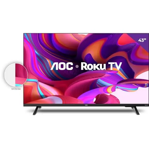 AOC 43S5135/78G - Smart TV LED 43 Full HD, Design sem bordas, Wifi, Conversor Digital, USB, HDMI