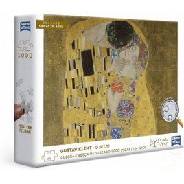 Quebra-cabeça Gustav Klimt: O Beijo 1000 peças metalizado - Toyster Brinquedos
