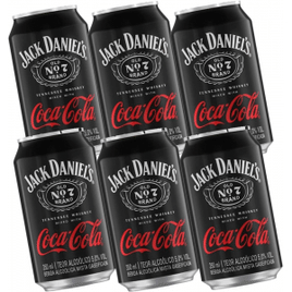 Pack Bebida Mista Alcoólica Gaseificada Jack Daniel's e Coca-Cola Lata 350ml 6 unidades