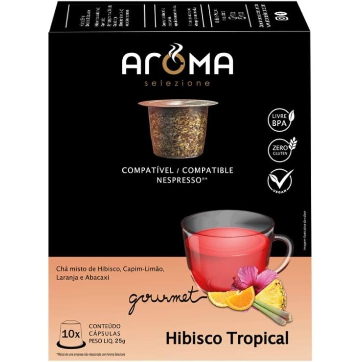 Aroma Selezione Cápsulas De Chá Hibisco Tropical Compatível Com Nespresso Contém 10 Cápsulas