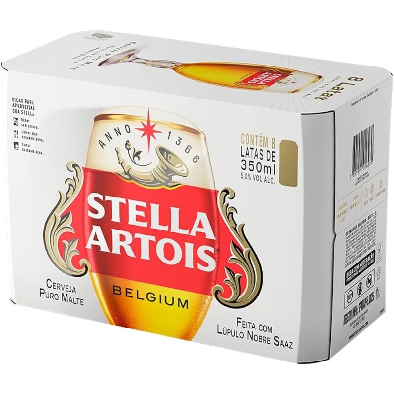Pack de Cerveja Stella Artois Sleek 350ml - 8 Unidades