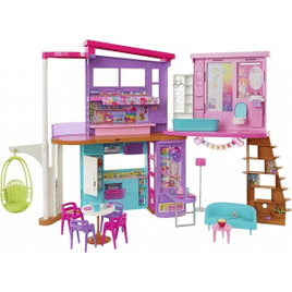 Casa de Bonecas Barbie Malibu com 2 Andares 6 Áreas para Brincar e Mais de 30 Peças