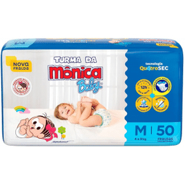 Fralda Turma da Mônica Baby Mega Tam M - 50 Unidades