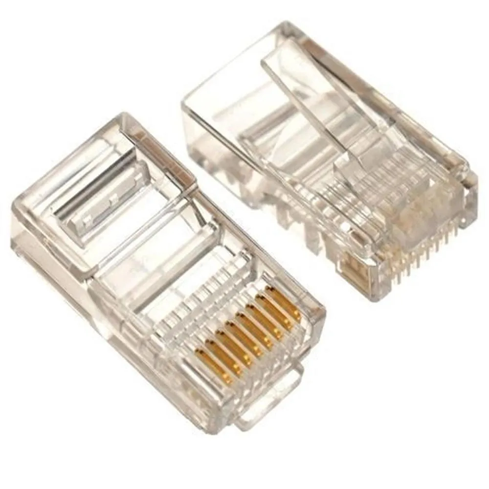 Conector Rj45 Cristal 8p8c Cat5e Exbom Suporta Gigabit Ethernet 30m Banhado De Ouro