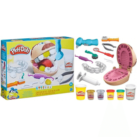 Play-Doh Conjunto de Massinha Brincando de Dentista kit com massa de modelar e acessórios para crianças acima de 6 anos