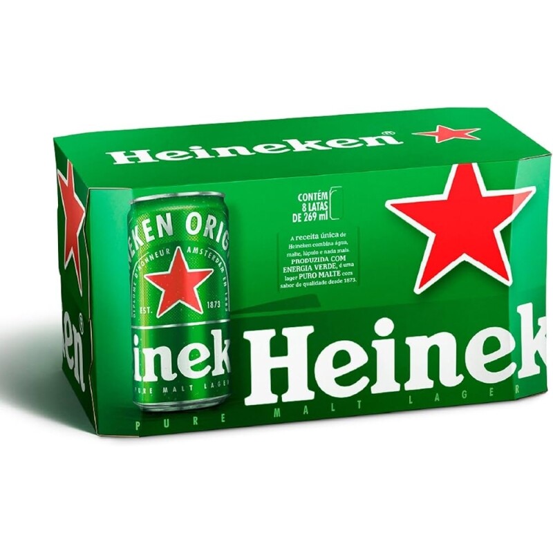8 Packs Heineken Cerveja Pilsen - 8 latas de 269ml