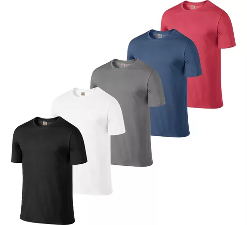 (R$ 11,58 cada) Kit 5 Camisetas Masculinas Básicas Lisa Poliéster Premium