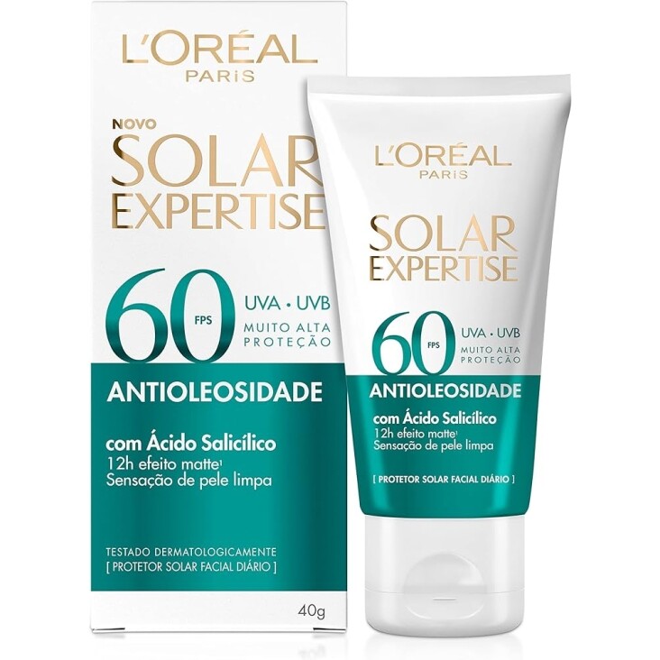 L'Oréal Paris Protetor Solar Facial Antioleosidade FPS60 Solar Expertise Effeito Matte 40g