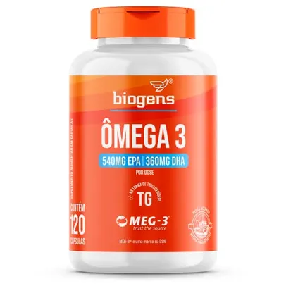 Ômega 3 TG, triglicerídeos, 540MG EPA | 360MG DHA, Selo MEG-3®, Biogens (120 cápsulas)