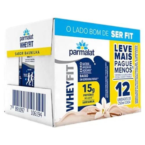 [MEMBRO PRIME] Pack Parmalat WheyFit Baunilha 15g de Proteína 250 Ml - 12 Unidades