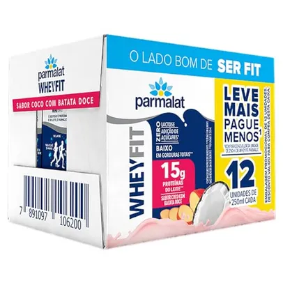 [MEMBRO PRIME] Parmalat WheyFit Pack Coco Batata Doce 15g de Proteína 250 Ml - 12 Unidades
