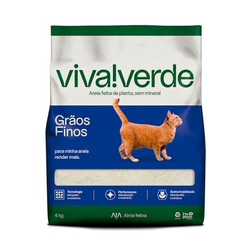 (PRIME) Viva Verde Areia Higiênica Biodegradável para Gatos Grãos Finos 4kg