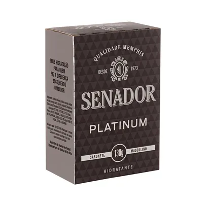 (Regional) Sabonete em barra masculino hidratante Senador Platinum - 130 g