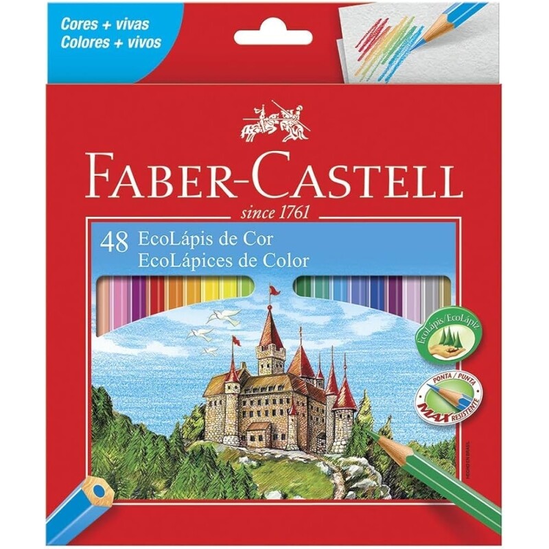 Lápis de Cor Sextavado Faber-Castell Ecolápis 120148G 48 Cores