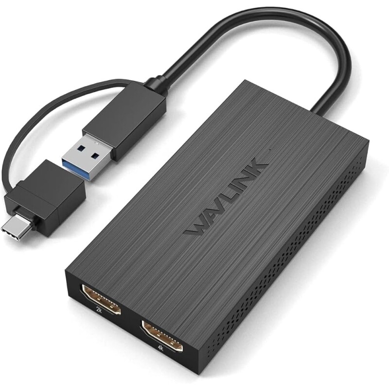 Adaptador HDMI Wavlink USB 3.0 2 Portas HDMI 4K e 2K Suporta até 6 monitores