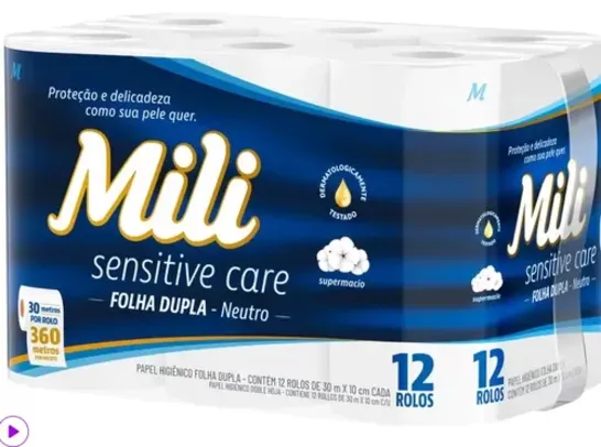 Papel Higiênico Folha Dupla Mili Sensitive Care