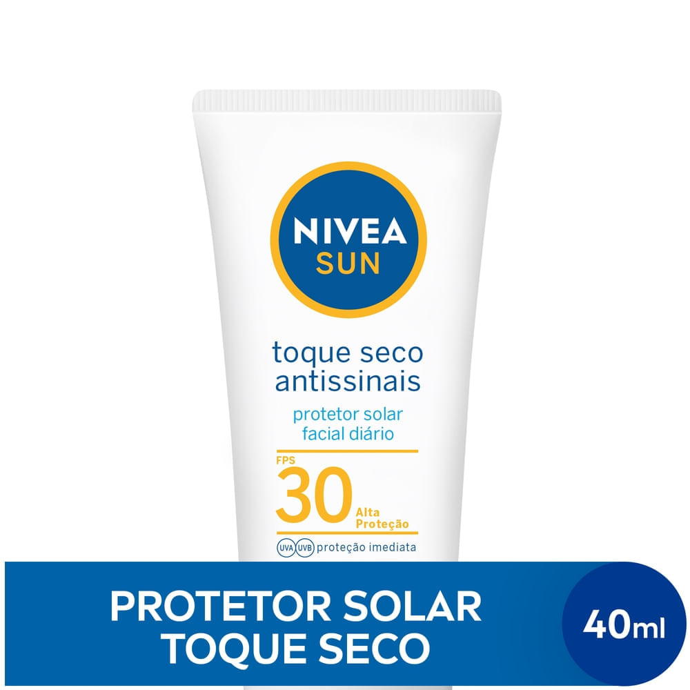 2 Unidades de Protetor Solar Facial Diário Nivea Toque Seco Antissinais Fps30 40ml