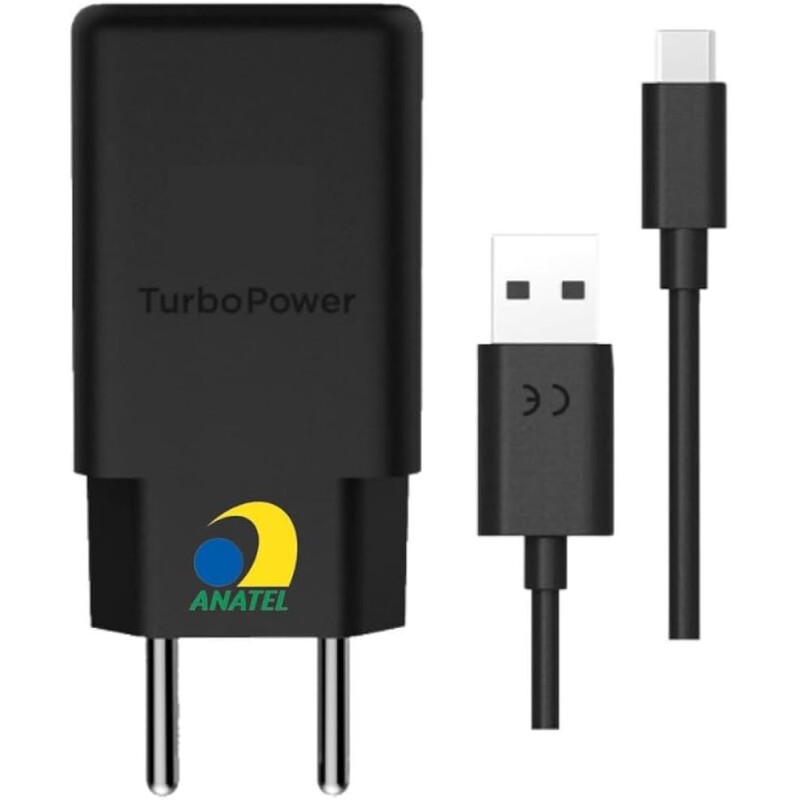 Kit de Carregador Turbo Android Power 30W 4.0 Entrada Tipo C + Cabo USB - Tipo C 1m (Preto) Universal Carregador de Pare