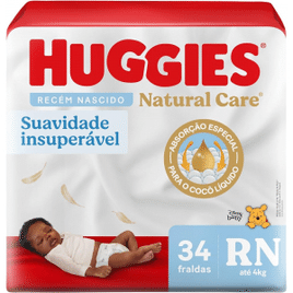 Fralda Huggies Natural Care Tam RN - 34 Unidades